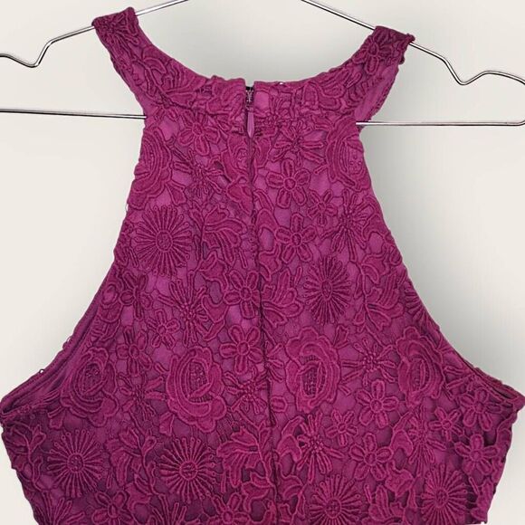 Lulus Womens Dress Sz Medium Love Poem Magenta Lace Mini Wedding Formal Whimsy - Picture 4 of 12